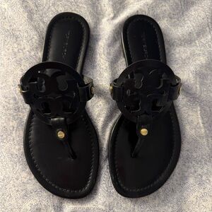 Tory Burch Miller Black Sandals with Medallion Design